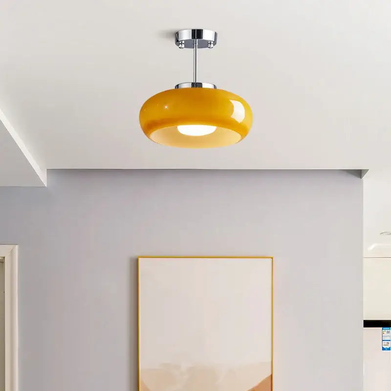 Retro ceiling light Bedroom Dining Room Antique Orange glass light France Style Medieval dining room Bauhaus yellow