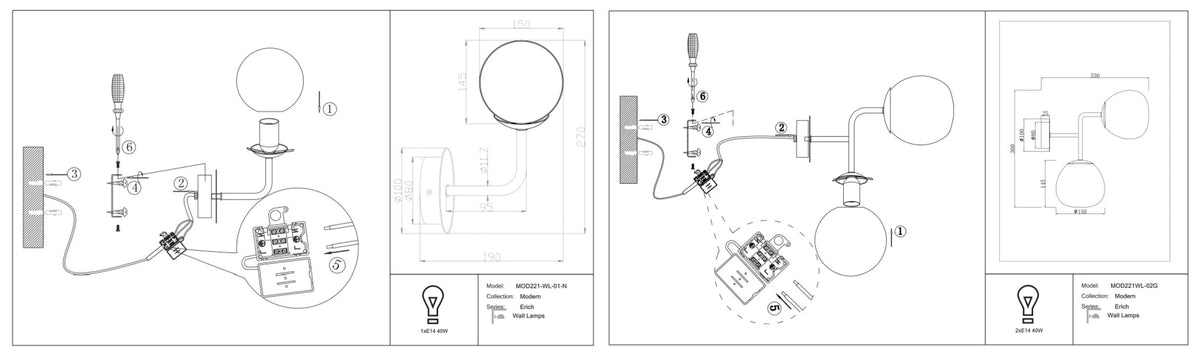 Schéma d'installation du luminaire