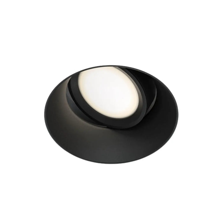 Spot encastré rond orientable dot en acier noir avec source lumineuse blanche pour style contemporain