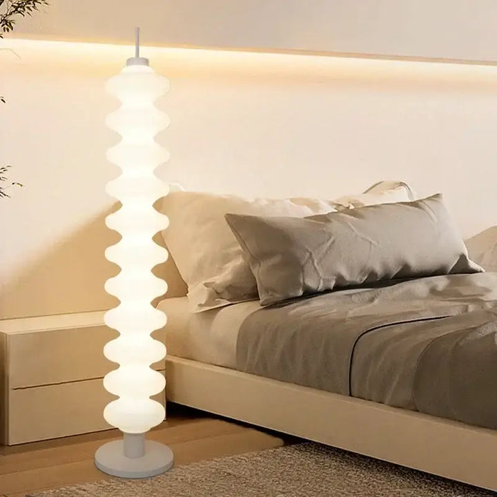 Lampadaire design ondulé lumineux blanc moderne led