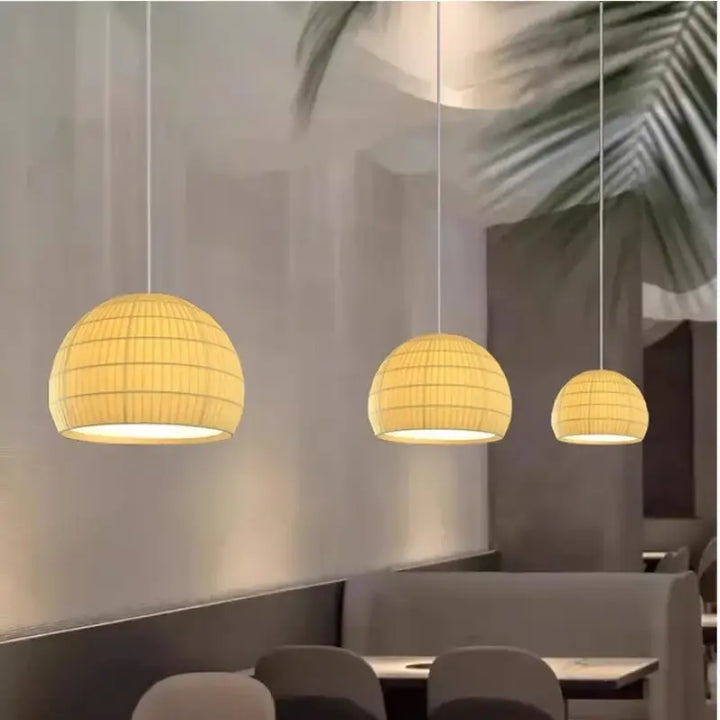 Suspension métal et tissu design élégant blanc chic