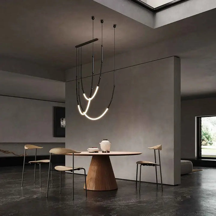Suspension led moderne minimaliste à câbles lumineux noir