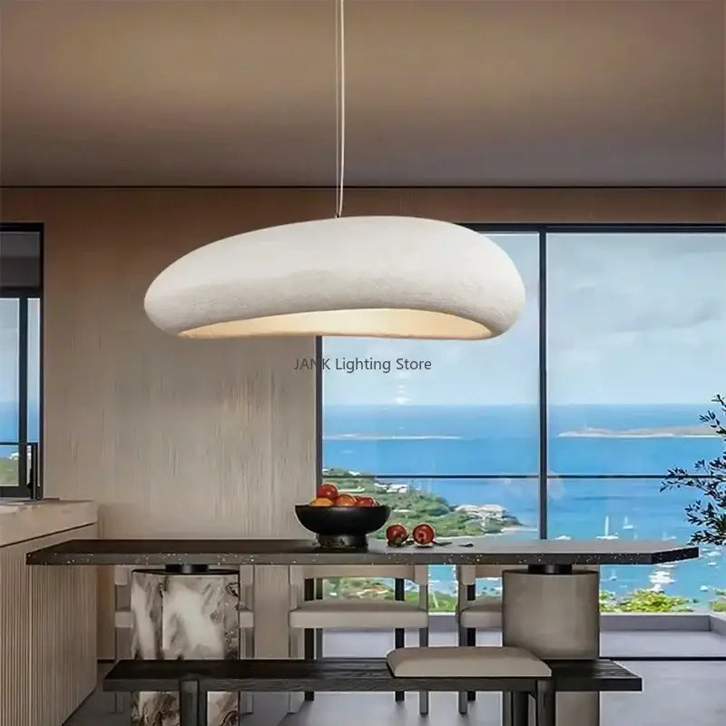 Suspension luminaire design contemporain effet pierre naturel