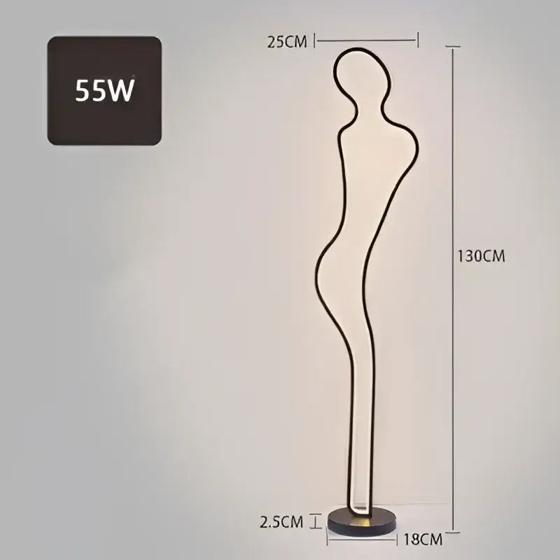Femme Lampadaire Noir Élégant en Acrylique Sculpté