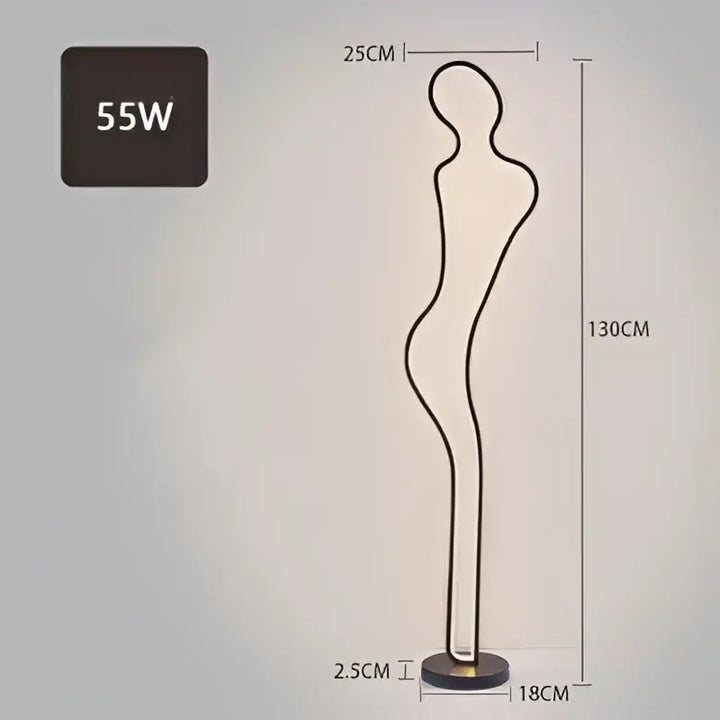 Femme Lampadaire Noir Élégant en Acrylique Sculpté