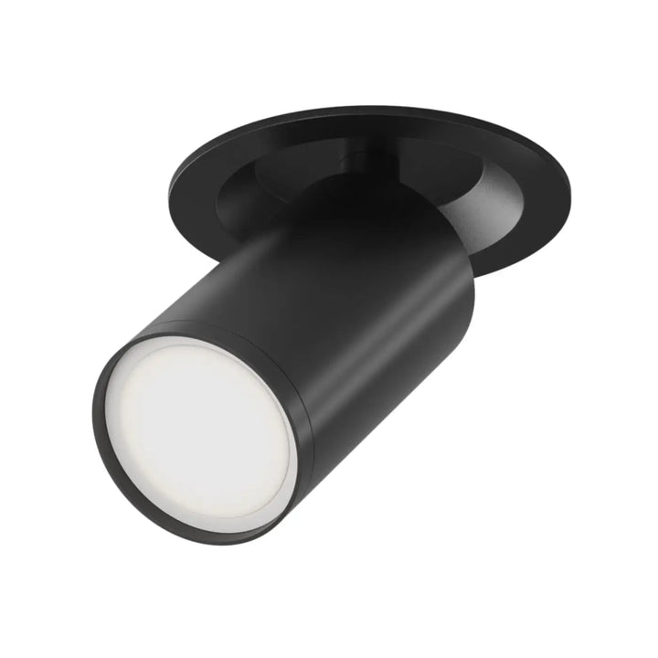 Projecteur semi-encastré focus s en aluminium noir mat à tête orientable avec corps cylindrique et platine circulaire