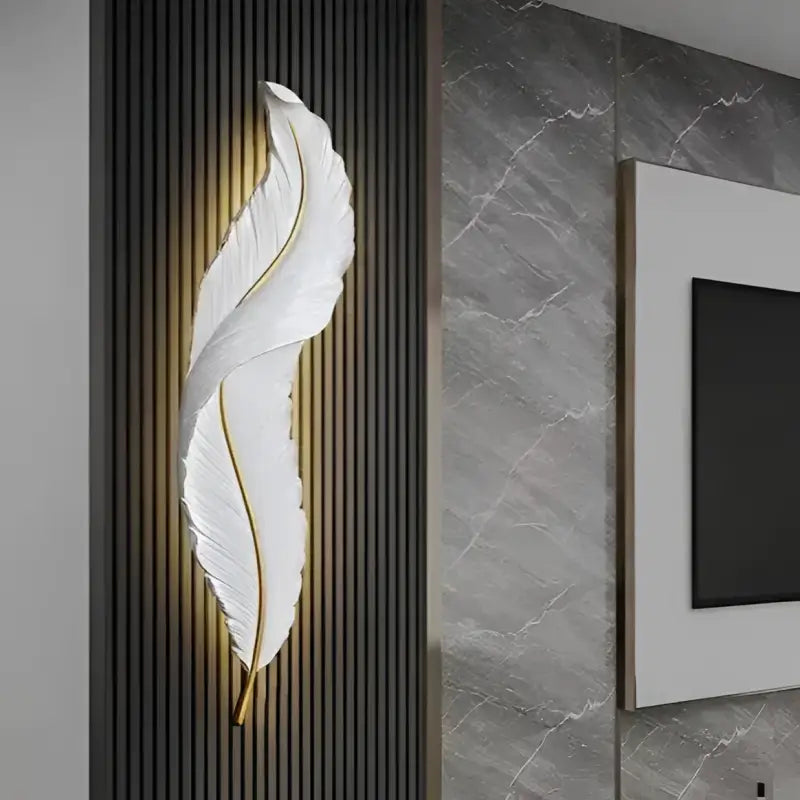 Grande Applique Murale En Forme De Plume Blanche Élégante