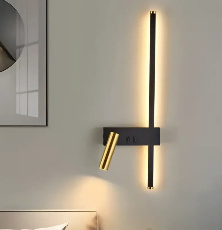 Grande Applique Murale LED Ajustable Design Noir Doré