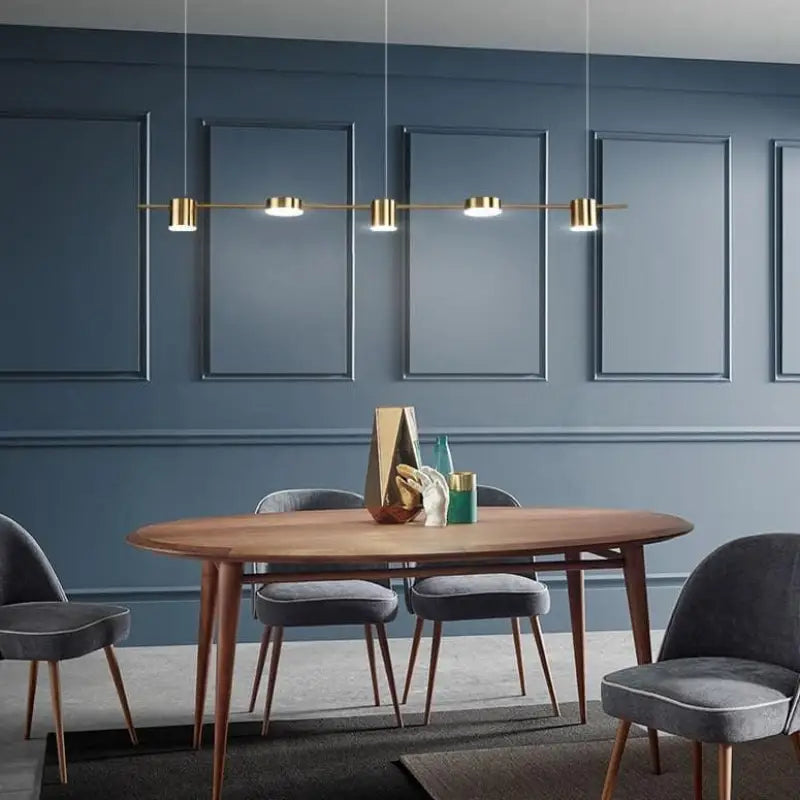 Grande Suspension Dorée Linéaire Cylindrique