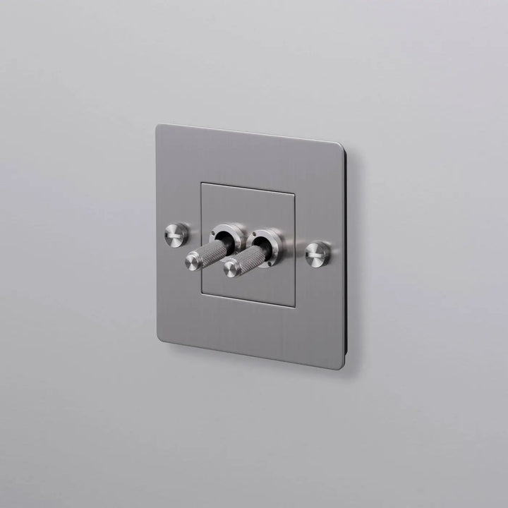 Interrupteur à levier Double Toggle sans logo en acier #couleur_argent