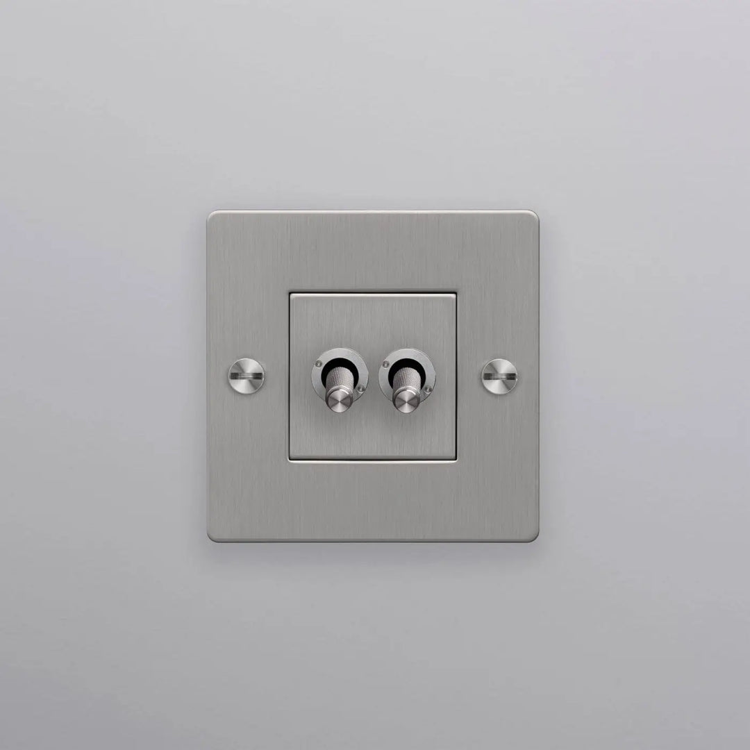 Interrupteur à levier Double Toggle sans logo en acier #couleur_argent