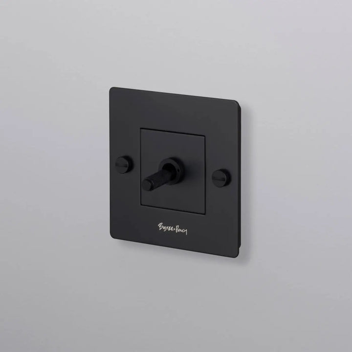 Interrupteur à levier Toggle à gravure quadrillée noir #couleur_noir