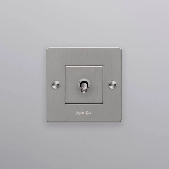 Interrupteur à levier Toggle à gravure quadrillée en acier #couleur_argent