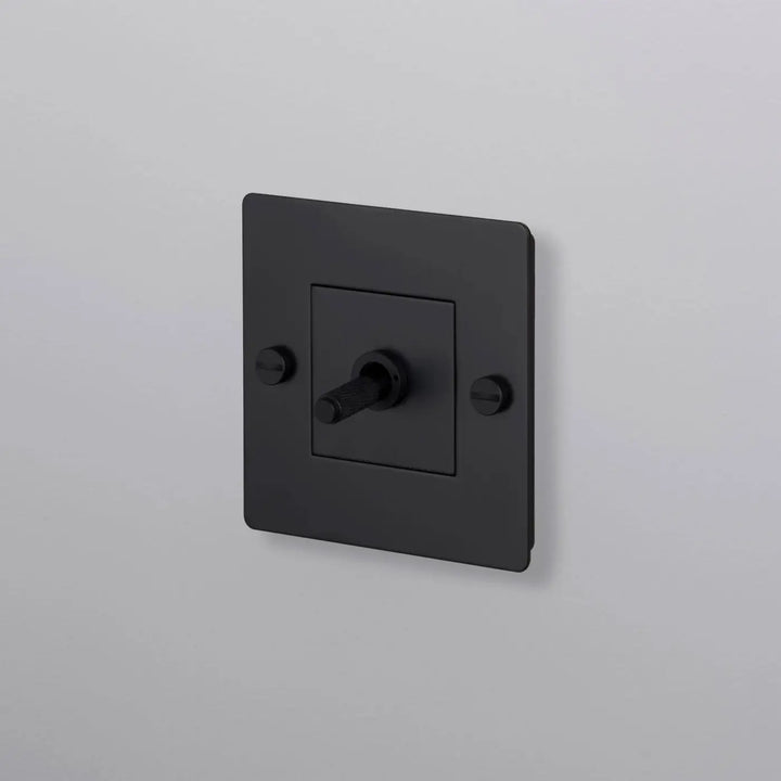 Interrupteur à levier Toggle à gravure quadrillée sans logo noir #couleur_noir