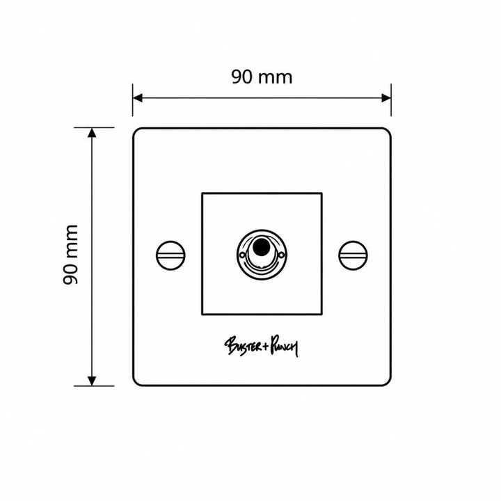 Interrupteur va-et-vient buster plus punch 90mm blanc avec gravure alignée et prise circulaire centrale
