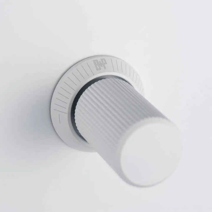 Détail du variateur à gravure alignée blanc #couleur_blanc