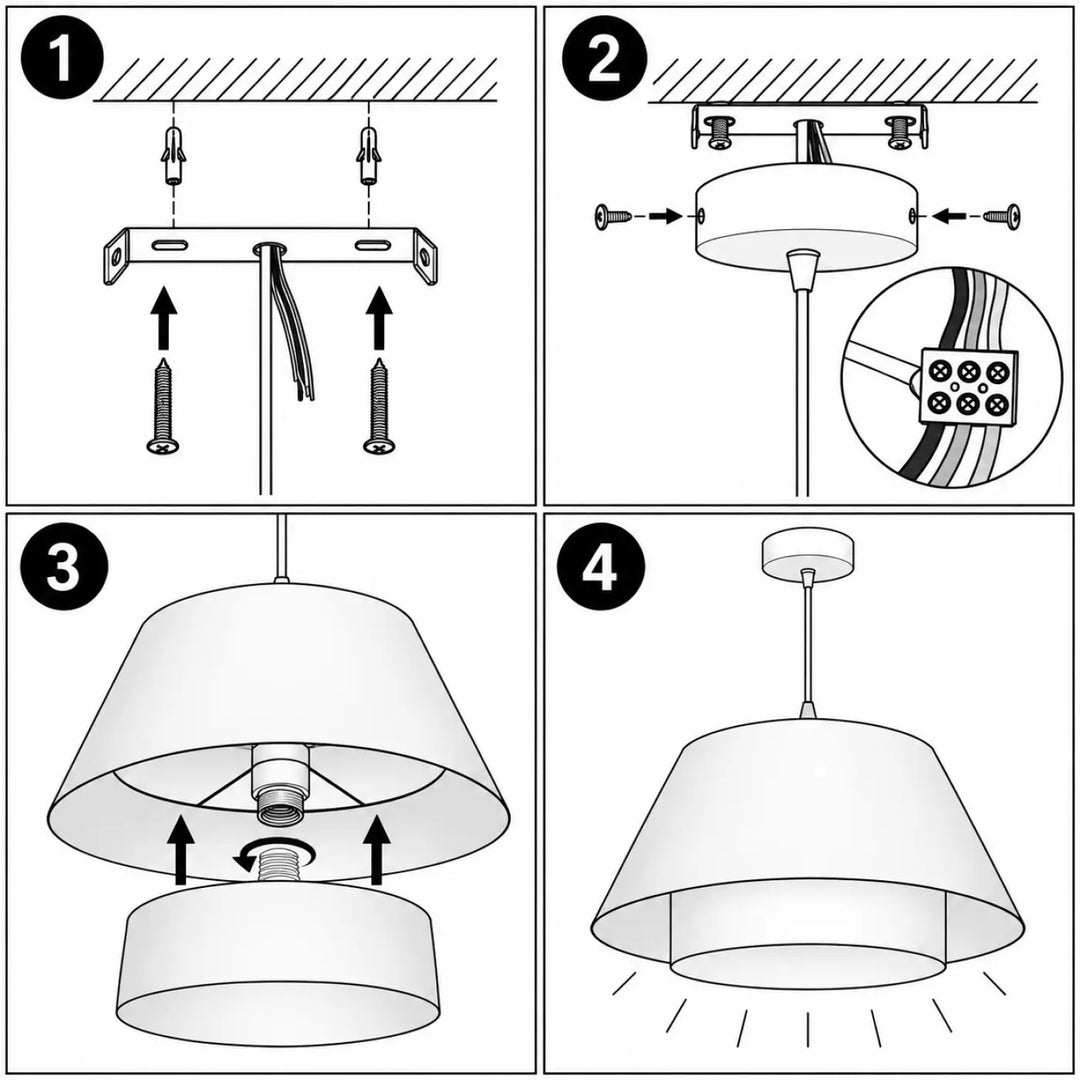 Suspension luminaire textile sensei doblo avec abat-jour double couche crème et olive élégante aux finitions soignées