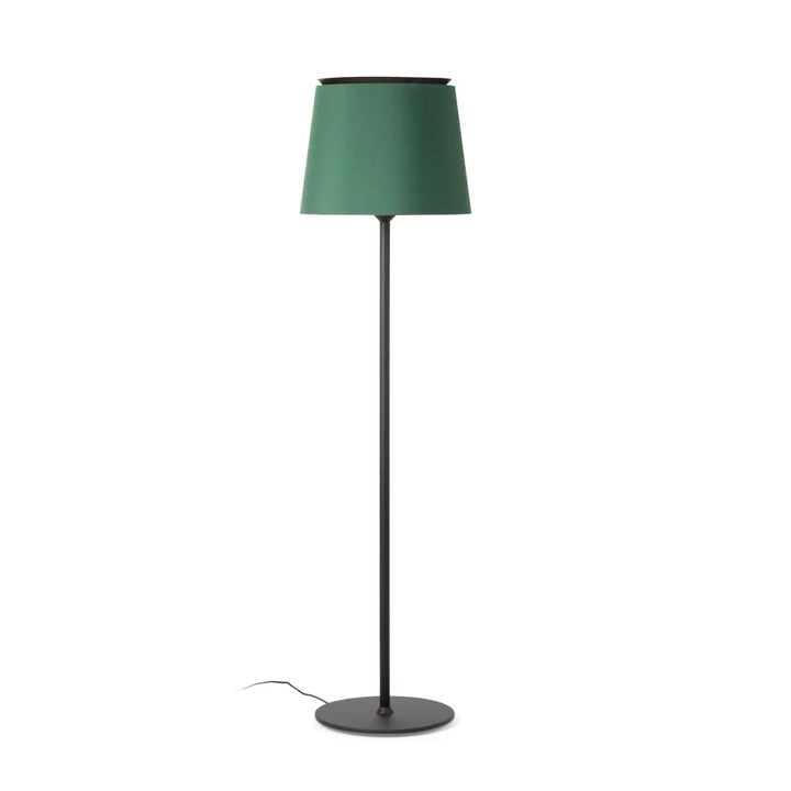 Lampadaire Savoy noir avec abat-jour vert de Faro Barcelona