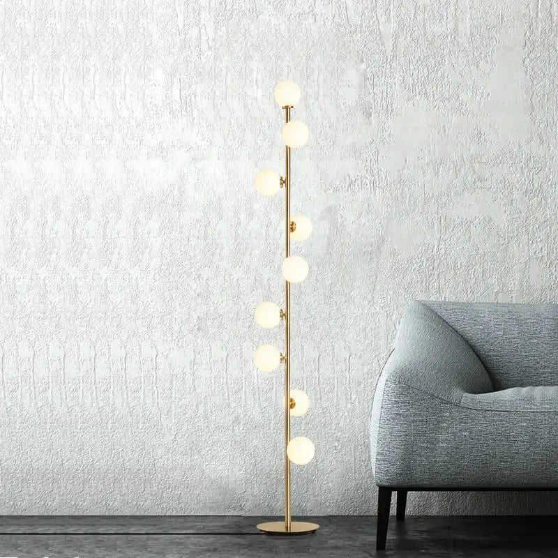 Lampadaire Boule Blanche Style Moderne Couleur Or