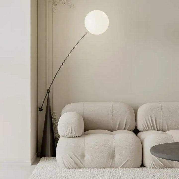 Lampadaire Boule Verre Noir Design Arc en Aluminium