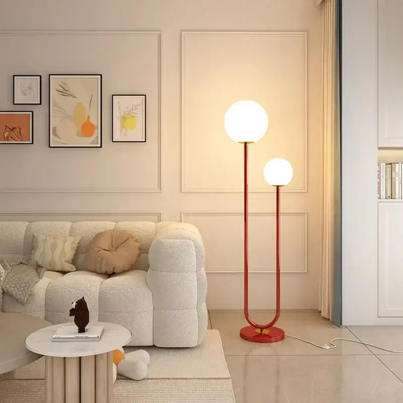Lampadaire contemporain avec deux boules lumineuses chic