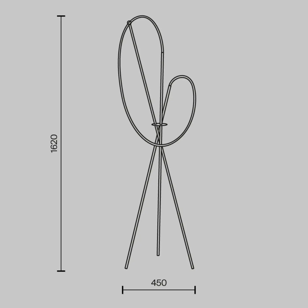 Lampadaire crochet trépied avec structure en fil métallique moderne silicone blanc led dimmable et design épuré
