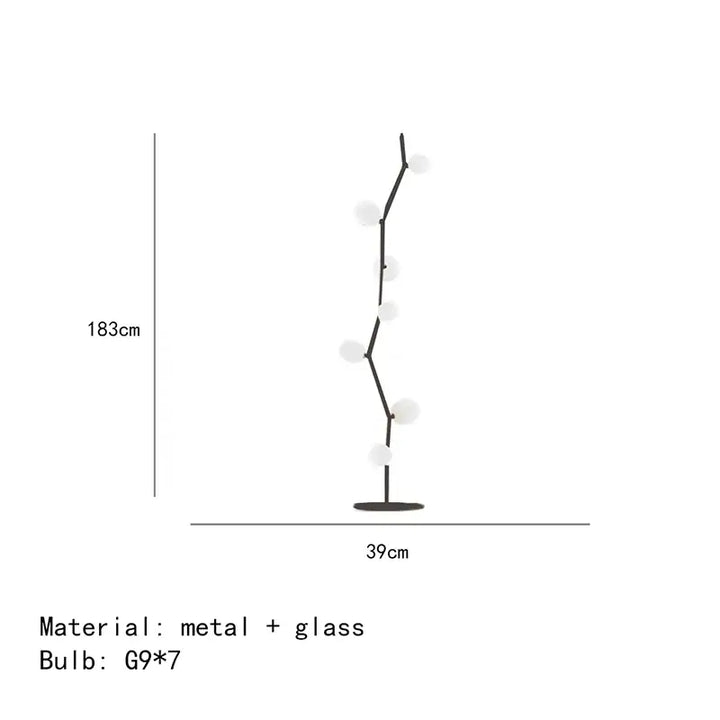 Lampadaire décoratif moderne en métal et globes en verre élégant