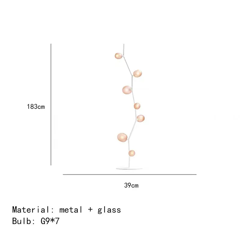 Lampadaire décoratif moderne en métal et globes en verre élégant