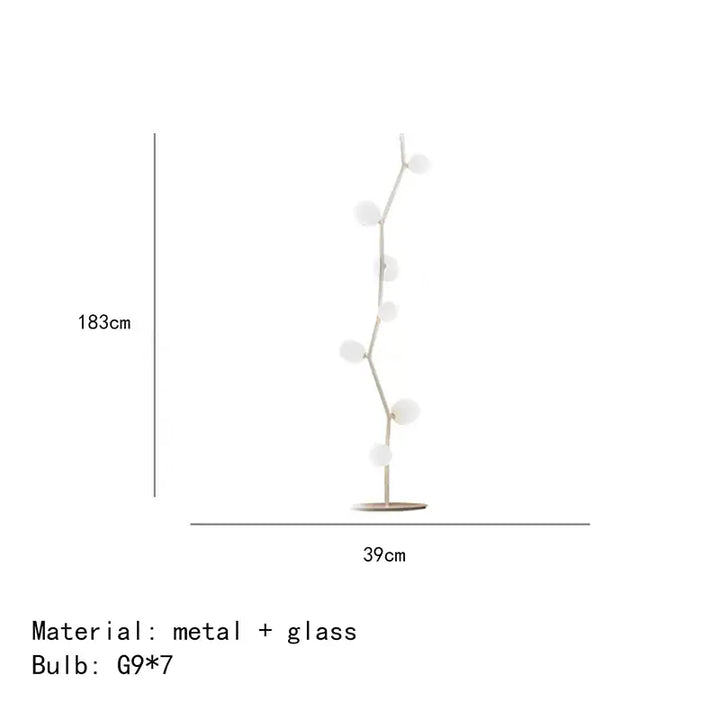 Lampadaire décoratif moderne en métal et globes en verre élégant