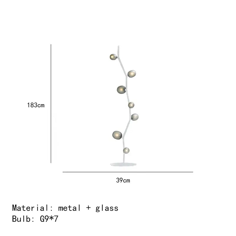 Lampadaire décoratif moderne en métal et globes en verre élégant
