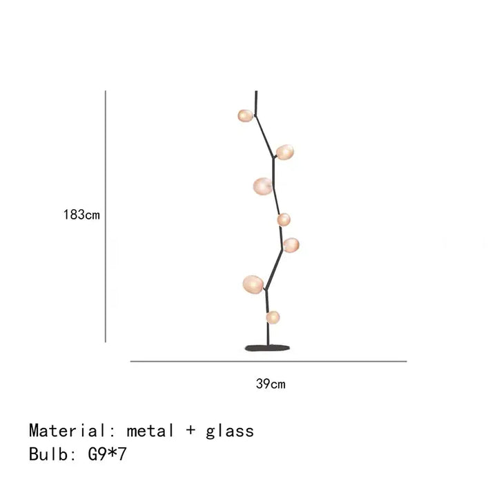 Lampadaire décoratif moderne en métal et globes en verre élégant
