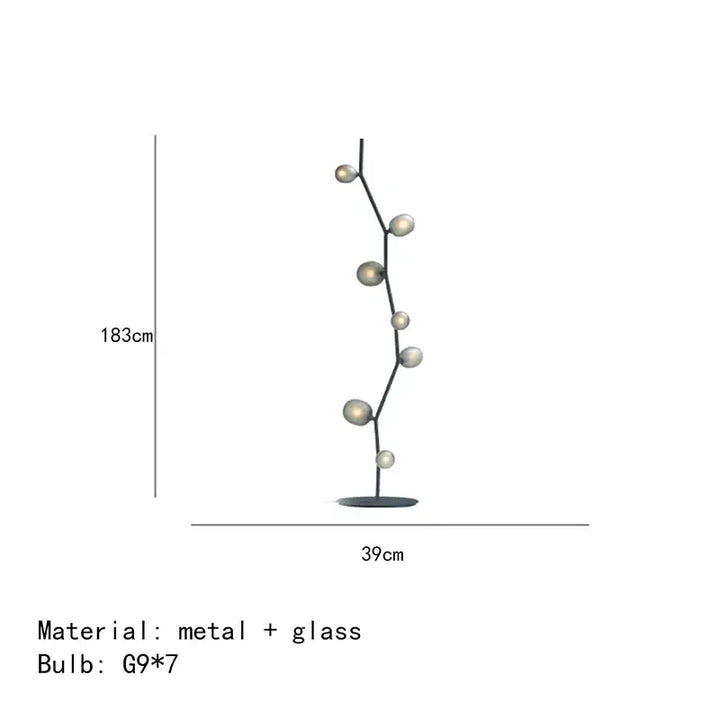 Lampadaire décoratif moderne en métal et globes en verre élégant