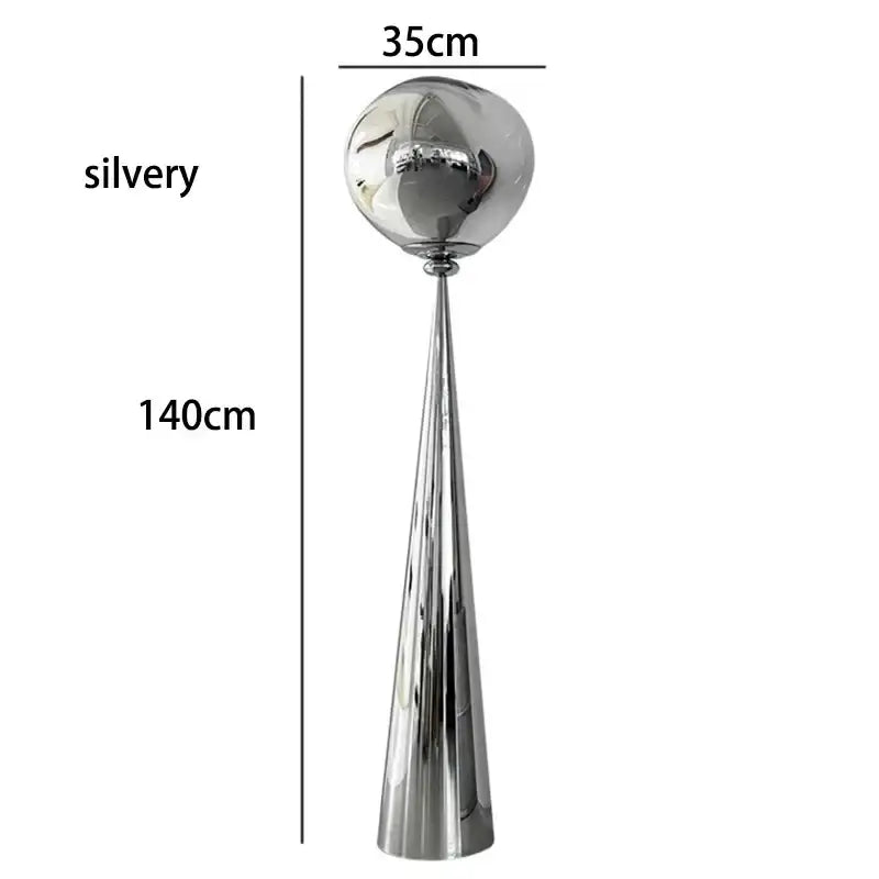 Lampadaire design en verre fumé ambré et chrome moderne