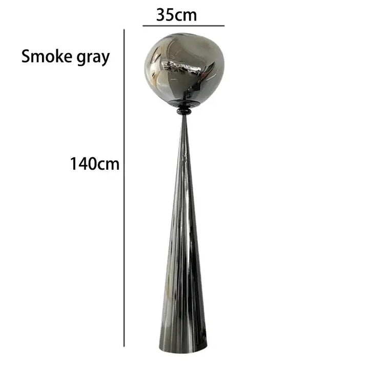 Lampadaire design en verre fumé ambré et chrome moderne