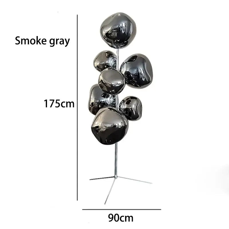 Lampadaire design en verre fumé ambré et chrome moderne