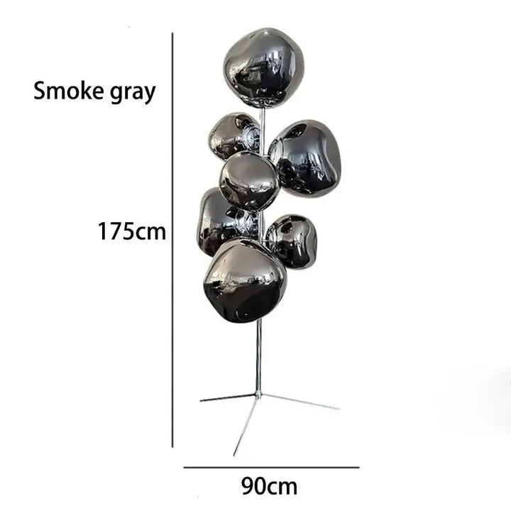 Lampadaire design en verre fumé ambré et chrome moderne