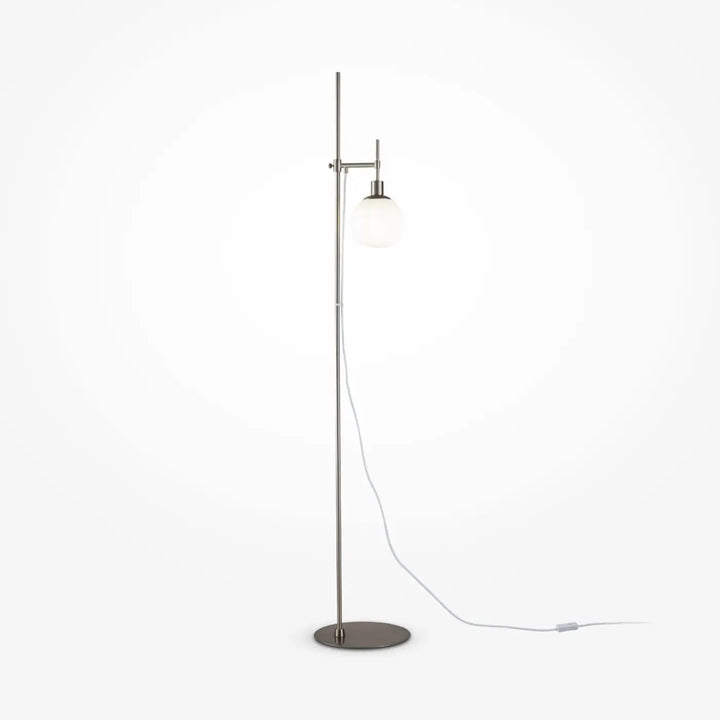 Lampadaire erich art déco avec globe orientable en verre dépoli et corps métallique slender minimaliste moderne