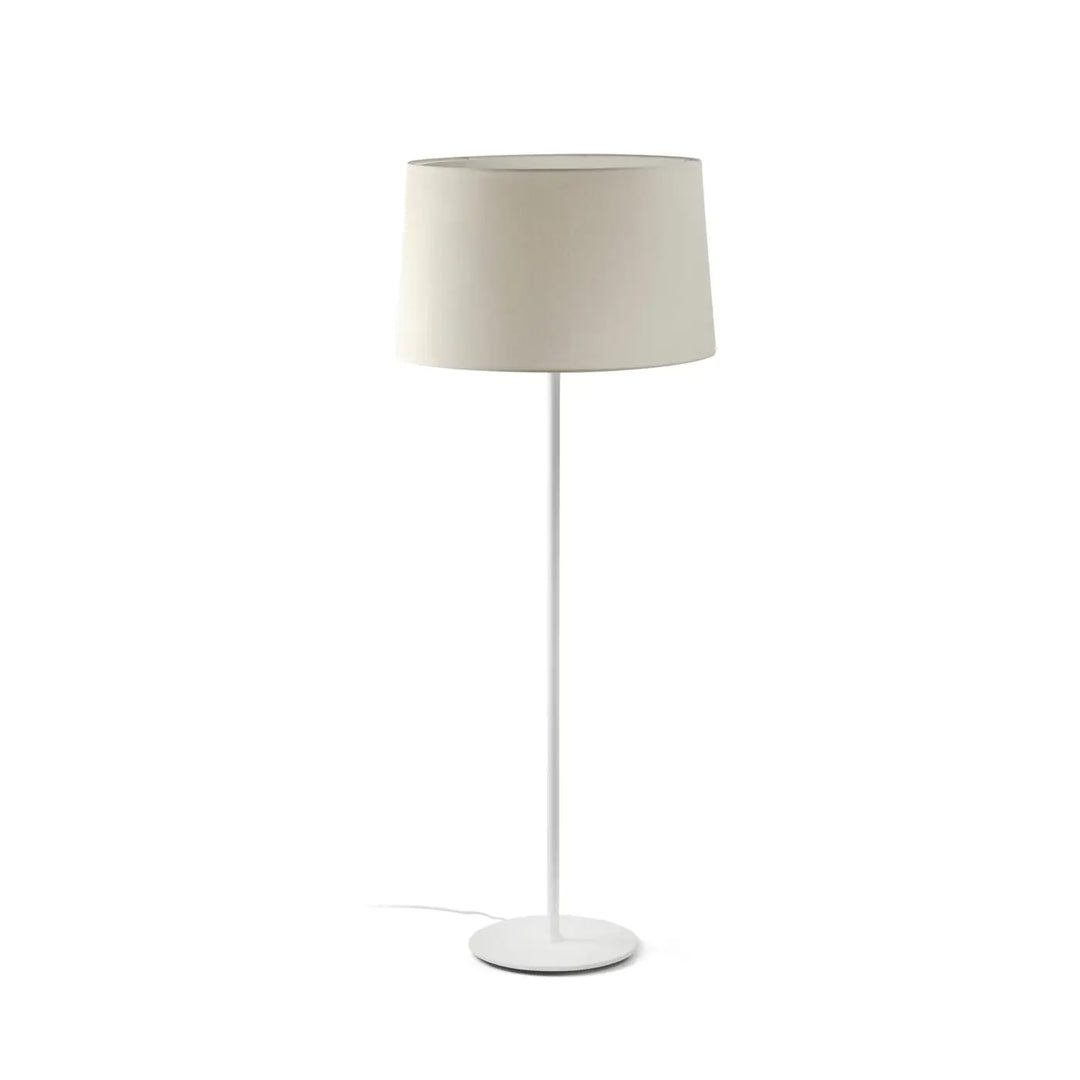 Lampadaire Windsor blanc abat-jour en lin de Faro Barcelona