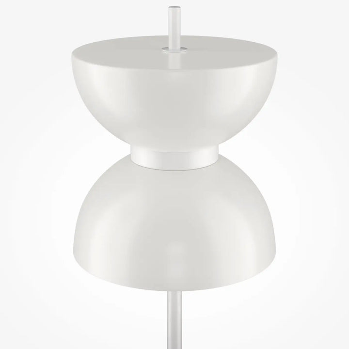 Lampadaire kyoto blanc minimaliste avec double abat-jour en dôme et base effet marbre élégant