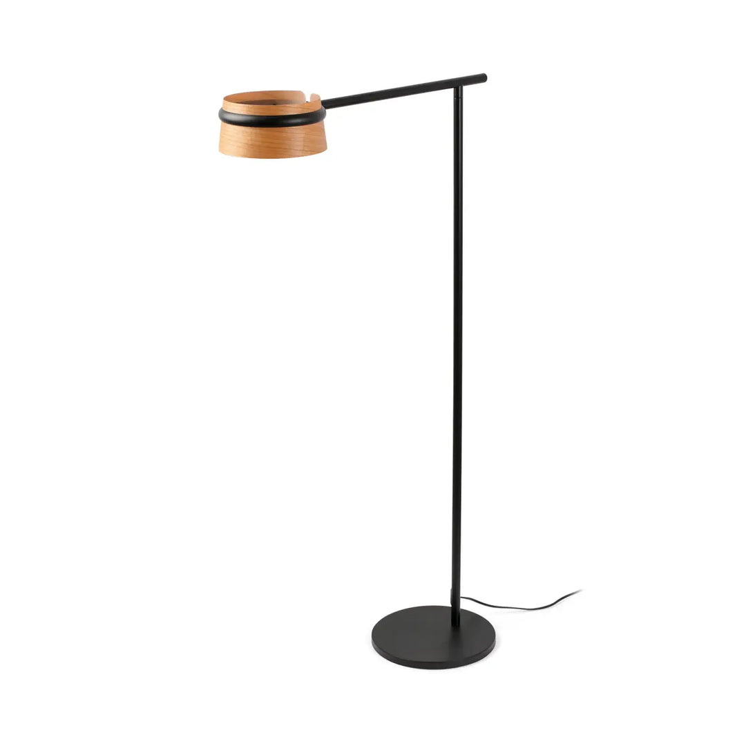 Lampadaire Loop en cerisier et métal noir de Faro Barcelona