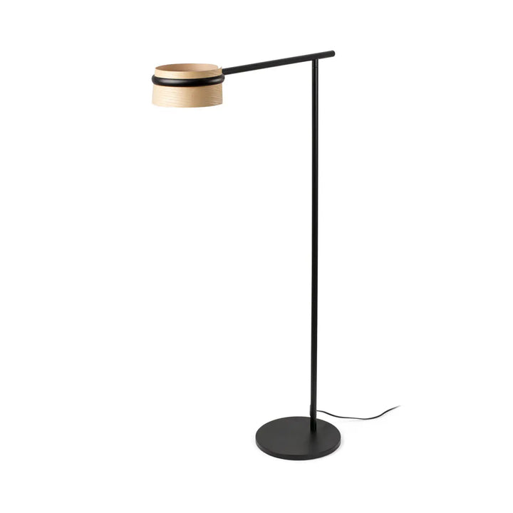 Lampadaire Loop en frêne et métal noir de Faro Barcelona