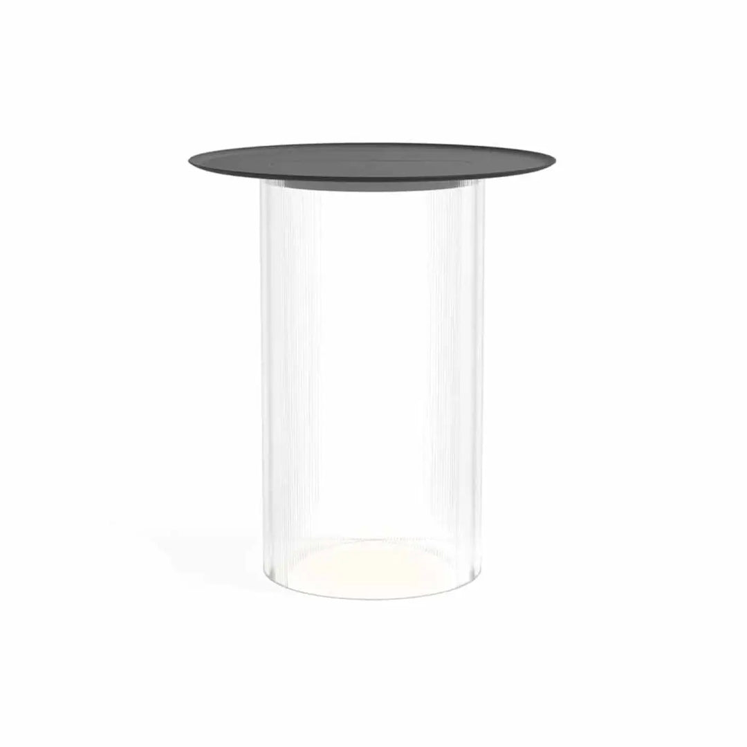Lampadaire Carousel transparent, plateau noir