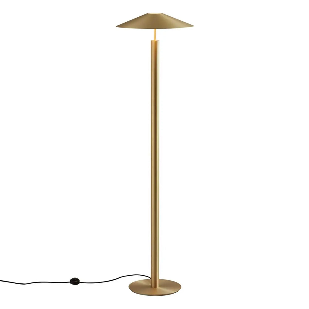 Lampadaire H doré en acier et acrylique sablé #couleur_dore