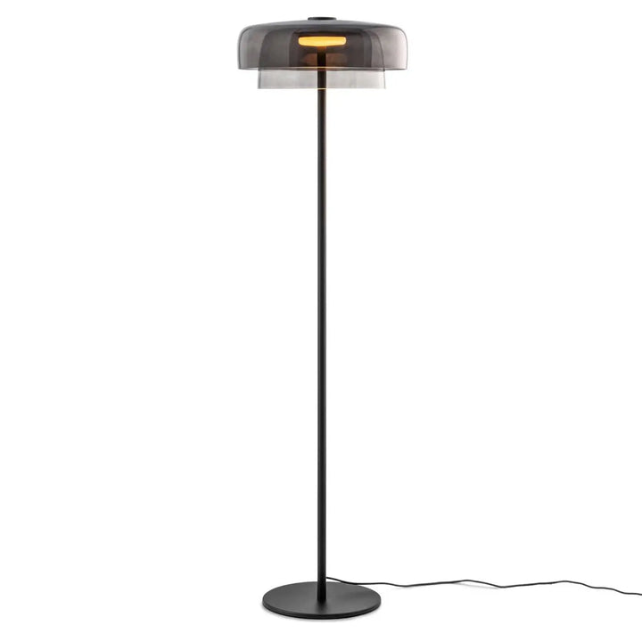 Lampadaire Levels 2 en verre soufflé fumé #couleur_gris