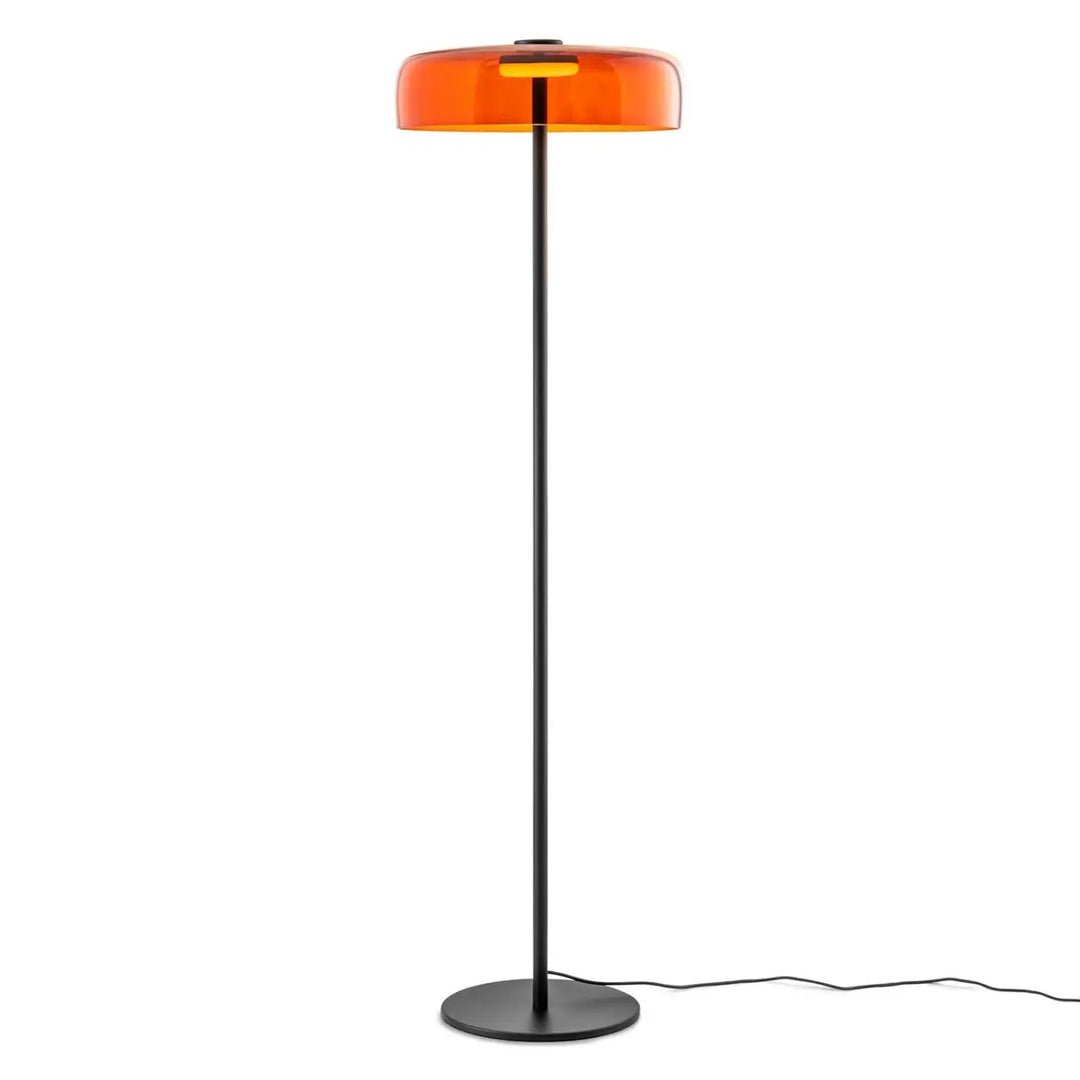 Lampadaire Levels avec diffuseur en verre soufflé ambré #couleur_orange
