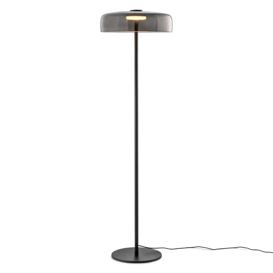 Lampadaire Levels avec diffuseur en verre soufflé fumé #couleur_gris