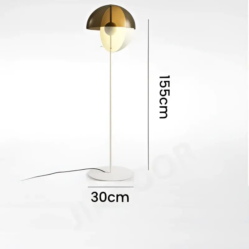 Lampadaire minimaliste noir avec abat jour en verre fumé led