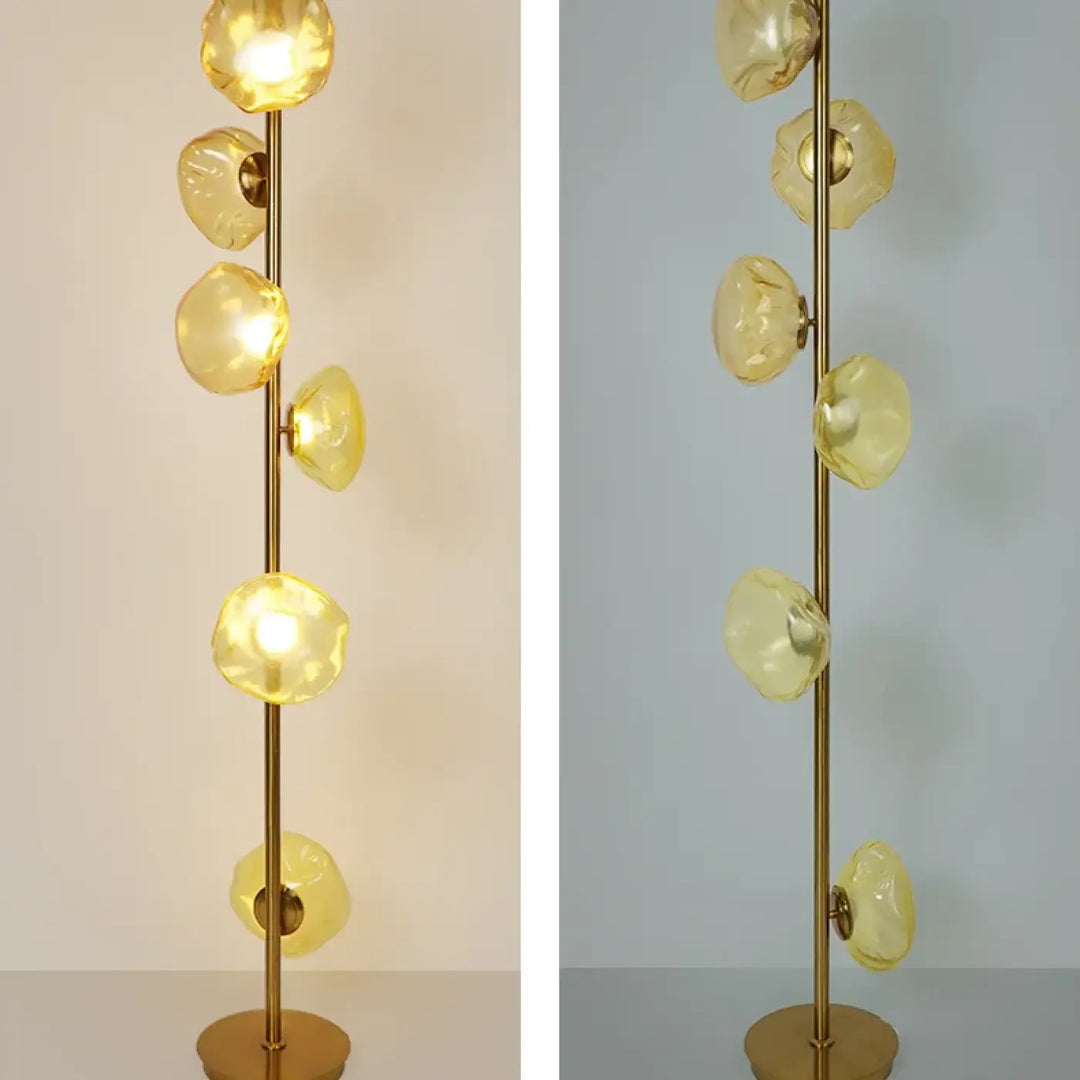 Lampadaire moderne en métal doré et verre style chic