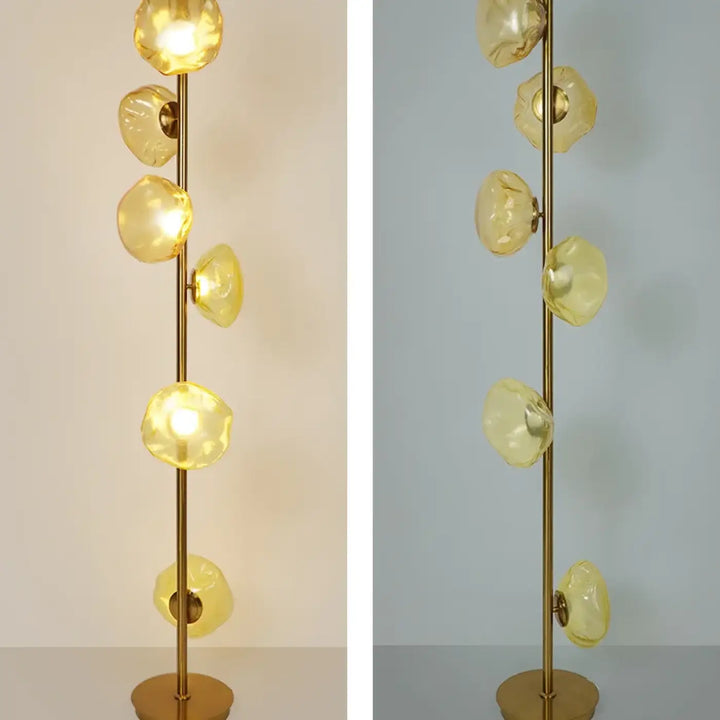 Lampadaire moderne en métal doré et verre style chic