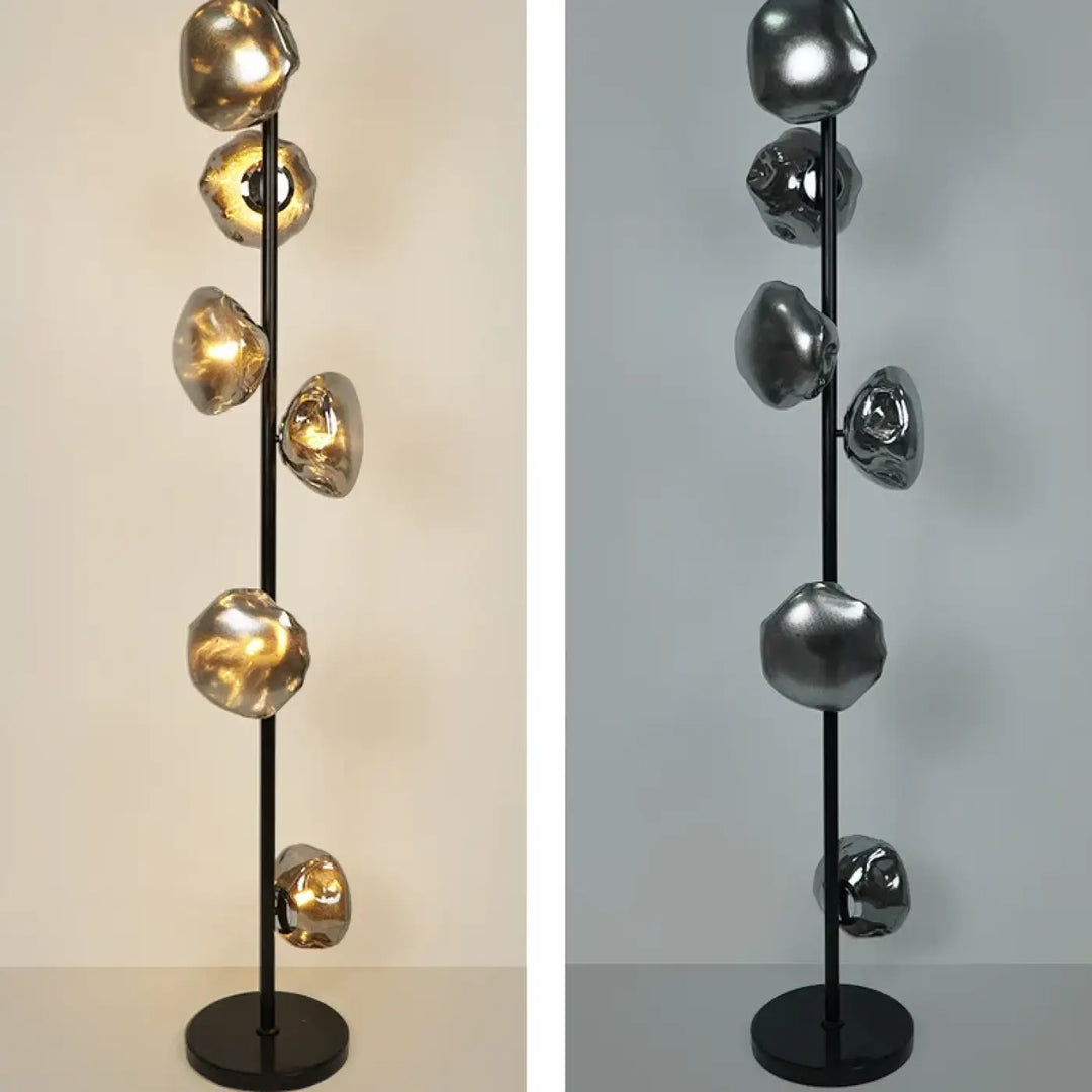 Lampadaire moderne en métal doré et verre style chic